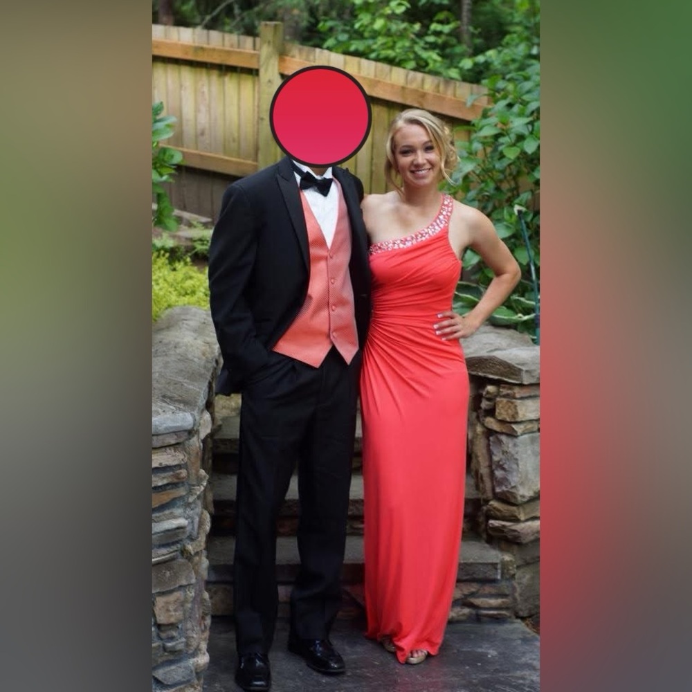 Elegant Coral One-Shoulder Gown